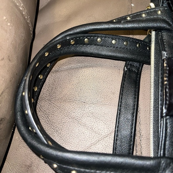 Betsey Johnson Large Black Satchel with Bow and Gold Studs - Picture 10 of 11